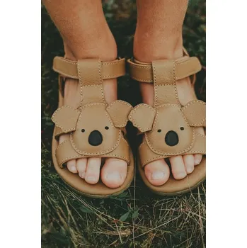 Dívčí sandály Dětské kožené sandály Donsje Mhalo Sandals Koala hnědá barva, 1502303 84X, EUR 20
