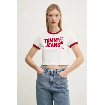 Pánské tričko Bavlněné tričko Tommy Jeans bílá barva, DW0DW20561 00X, vel. XS