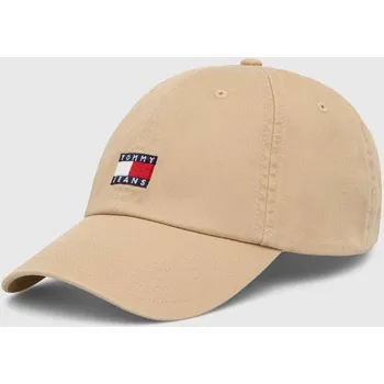 Čepice Bavlněná baseballová čepice Tommy Jeans AM0AM12020 béžová 80X, vel. ONE SIZE