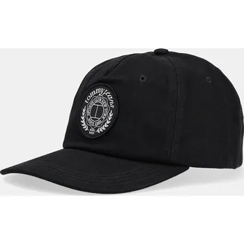 Čepice Bavlněná baseballová čepice Tommy Jeans černá barva, s aplikací, AM0AM13318 99X, vel. ONE SIZE