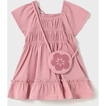Dívčí šaty Dětské bavlněné šaty Mayoral růžová barva, mini, 1920 1920.4G.Baby.PPYA 30X, vel. 74