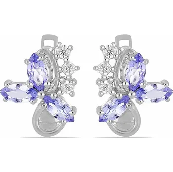 Náušnice Náušnice stříbrné s broušenými tanzanity a zirkony Ag 925 015728 TZ 1,5 cm, 3,8 g