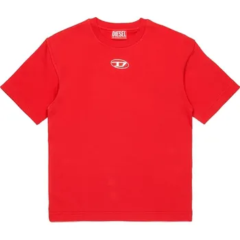 Dětské bavlněné tričko Diesel TMARCUS OVER T-SHIRT J02022 červená 33X, vel. 132