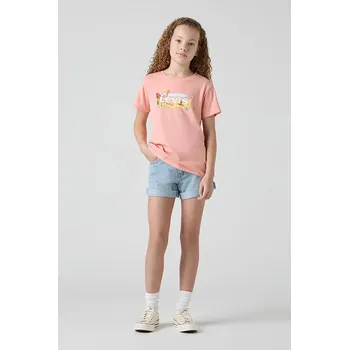 Pánské kraťasy Dětské riflové kraťasy Levi's MINI MOM SHORT W EMBROIDER 4EM218 modrá 05X, vel. 158