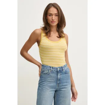 Bavlněný top United Colors of Benetton žlutá barva, 30YSDH010 11X, vel. XL