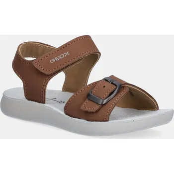 Dívčí obuv Dětské nubukové sandály Geox LIGHTFLOPPY hnědá barva, J45GQD.00032 J45GQD.00032.28.35 88X, EUR 35