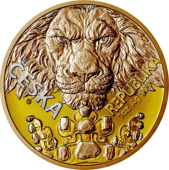 Stříbrná mince 1 oz Český lev 2023 Duálně zlacený