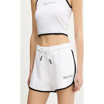 Dámské kraťasy Bavlněné šortky Karl Lagerfeld Jeans dámské, bílá barva, hladké, high waist, A2W10095 00A, vel. S