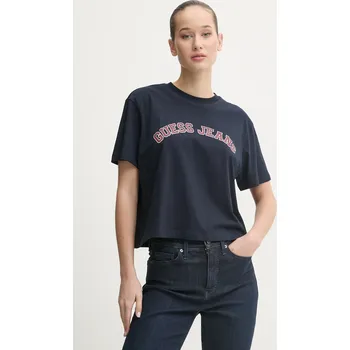 Bavlněné tričko Guess Jeans W5RI41.K8HM0 námořnická modř 59A, vel. XS