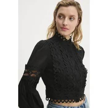 Pánská košile Bavlněná košile Answear.LAB černá barva, regular, se stojáčkem 81013.FKK 99X, vel. L