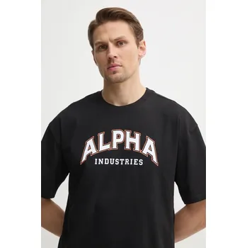 Pánské tričko Bavlněné tričko Alpha Industries College 146501 černá 99X, vel. XL