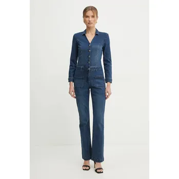 Dámský overall Džínový overal Morgan PCHALA tmavomodrá barva, s límečkem, PCHALA 59X, vel. 38