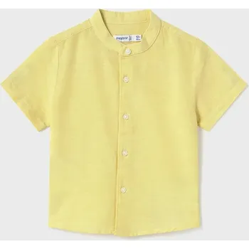 Chlapecké oblečení Dětská košile s příměsí lnu Mayoral 1110.3C.Baby.PPYA žlutá 11X, vel. 74
