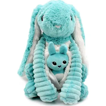 plyšák PTIPOTOS Plyšový králík Toudou modrý - máma s miminkem