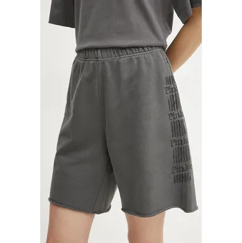 Dámské kraťasy Bavlněné šortky Pinko dámské, šedá barva, s potiskem, high waist, 104619 A2CV 104619.A2CV 90Y, vel. S