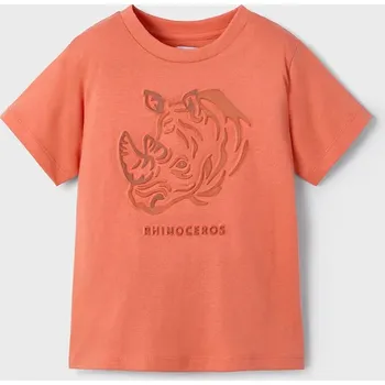 Dětské bavlněné tričko Mayoral oranžová barva, s potiskem, 3042 3042.5H.Mini.PPYA 22X, vel. 140
