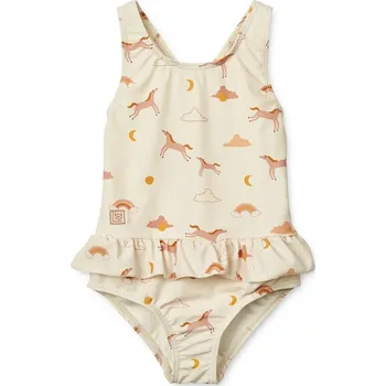 Dámské plavky Jednodílné dětské plavky Liewood Amara Printed Swimsuit béžová barva, LW19983 01X, vel. 104