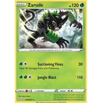 Volný čas Pokémon SHF 016/072 Zarude - Shining Fates Stav: Near Mint, Verze: NORMAL