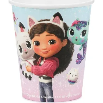 Papírový ubrousek PartyDeco Kelímky papírové Gábinin kouzelný domek 250ml 6ks