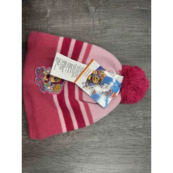 Čepice Dívčí čepice TLAPKOVÁ PATROLA s beránkem zimní Barva: růžová, Velikost: 54cm