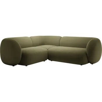 Pohovka Micadoni Zelená sametová rohová pohovka Kate 252 cm, levá