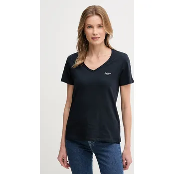 Bavlněné tričko Pepe Jeans MACY V-NECK PL506051 námořnická modř 59X, vel. XS