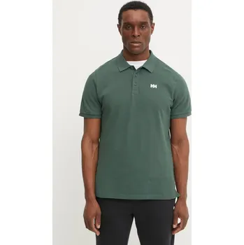 Pánské tričko Bavlněné polo tričko Helly Hansen zelená barva 33980 79X, vel. S