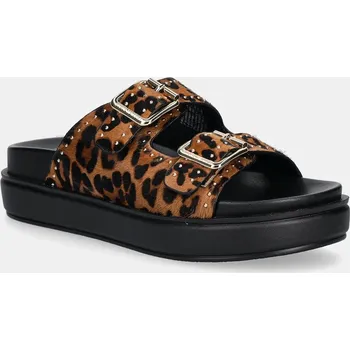 Dámské pantofle Kožené pantofle Steve Madden Freelance-L dámské, hnědá barva, na platformě, SM11003597 SM11003597.969 82X, EUR 41