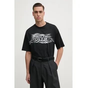 Pánské tričko Bavlněné tričko Versace Jeans Couture černá barva, s aplikací, 78GAH6L1 J0001 78GAH6L1.J0001 99A, vel. XXL