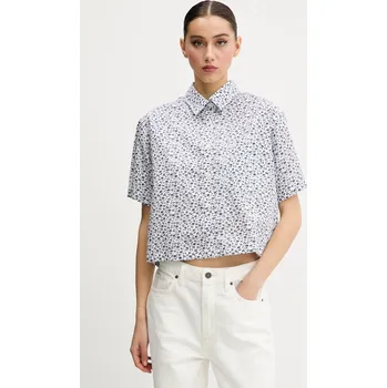 Pánská košile Bavlněná košile Guess Jeans bílá barva, relaxed, s klasickým límcem, W5GH98 WH8R1 W5GH98.WH8R1 00X, vel. XS