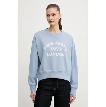 Dámská mikina Mikina Pepe Jeans VENUS dámská, modrá barva, s potiskem, PL581487 05X, vel. S