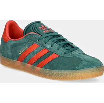 Chlapecké tenisky Dětské semišové sneakers boty adidas Originals GAZELLE zelená barva, IE8604 79X, EUR 36