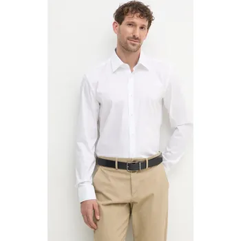 Pánská košile Bavlněná košile BOSS bílá barva, slim, s klasickým límcem, 50532875 00X, vel. 41