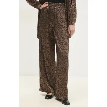 Dámské kalhoty Kalhoty Answear.LAB dámské, hnědá barva, široké, high waist 7209a.tms 88X, vel. L