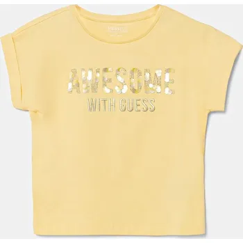 Dívčí tričko Dětské tričko Guess žlutá barva, J5GI09 K6YW4 J5GI09.K6YW4.PPYA 17X, vel. 125-135