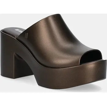 Dámské pantofle Pantofle Melissa MELISSA MULE HYPE METALLIC AD dámské, hnědá barva, na podpatku, M 36497.BI597 M.36497.BI597 88X, EUR 39