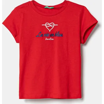 Chlapecké tričko Dětské bavlněné tričko United Colors of Benetton červená barva, 3I1XG10J2 3I1XG10J2.P.Seasonal 33X, vel. 82