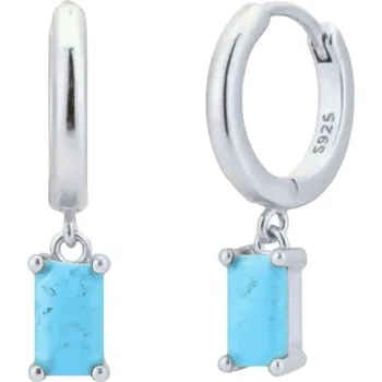 Náušnice Atreya Atreya Stříbrná kruhová náušnice Crystal glow - Turquoise Množství: 1 samostatný kus