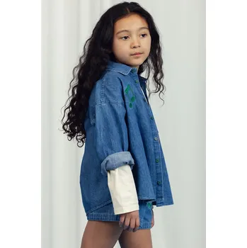 Dívčí oblečení Dětská riflová košile Mini Rodini Note 2522014760 modrá 55X, vel. 80-86