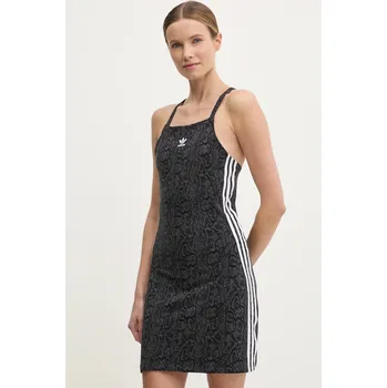 Dámské šaty Šaty adidas Originals SNAKE 3 S DRESS šedá barva, midi, JN7292 90X, vel. XS