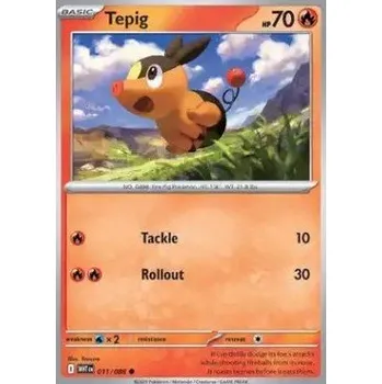 Sběratelská karetní hra Pokémon WHT 011/086 Tepig - White Flare Stav: Near Mint, Verze: POKÉBALL REVERSE HOLO