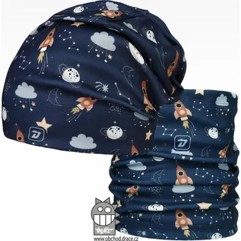 Čepice Flísová čepice a nákrčník Dráče - Yetti 05, modrá, vesmír Barva: Modrá, Velikost: 48-50