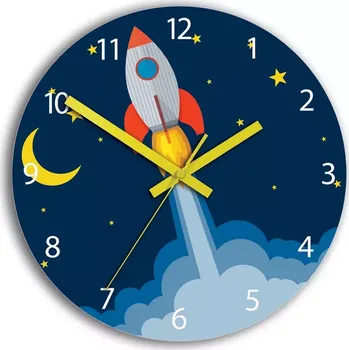 Hodiny Dětské nástěnné hodiny Raketa 30 cm vícebarevné