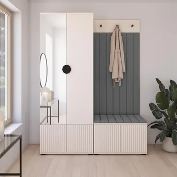 Předsíňová stěna Předsíňová stěna Rayo 1 se zrcadlem Barva čalounění: Tmavě šedá - Trinity 15