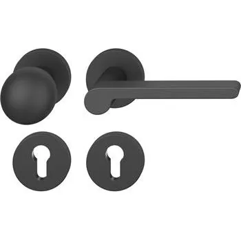 Dveřní kování FSB klika-koule sada 12 1021 ASL na rozetě PZ, koule otočná, pravá, černá