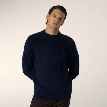 Pánský svetr Reserved - Svetr z vlny a alpaky - tmavomodrá - 450GQ-59X - 450GQ-59X-S