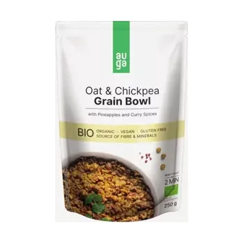 konzervovaná ryba Grain bowl – z bezlep. ovesných vloček s cizrnou, ananasem a kari kořením BIO 250 g