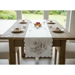 Vzorovaný ubrus - běhoun na stůl SPRING I. 40x140 cm šedá výšivka Mybesthome s výšivkou