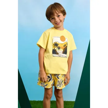 Chlapecké oblečení Dětské bavlněné tričko Mayoral 3034.5E.Mini.PPYA žlutá 11X, vel. 104