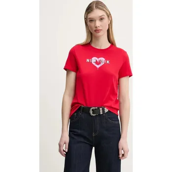 Bavlněné tričko Tommy Jeans červená barva, DW0DW21769 33X, vel. L